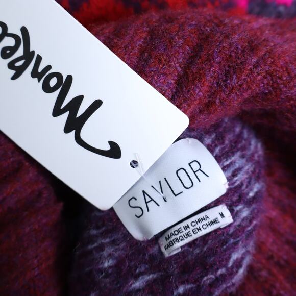 SAYLOR NWT Candace Mock Neck Sweater Fair Isle Fluorescent Women's M - Picture 9 of 10